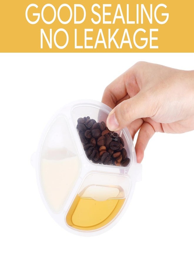 Qiuruoo 10 Pcs 3 Compartment Snack Container, Reusable Snack Containers With Lids, Transparently Portable Three-Compartment Dipping Sauce Box For Dips, Condiment, Fruits - Image 5